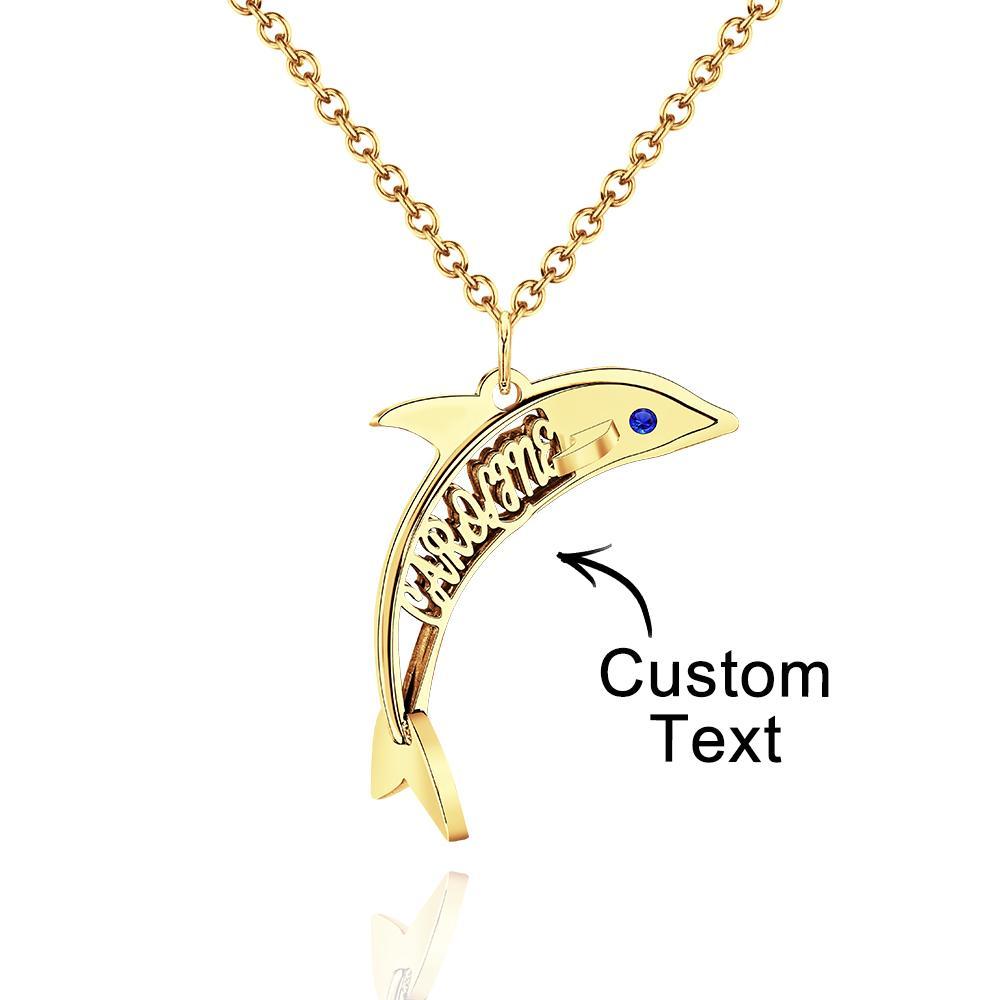"Eye of the Dolphin" Personalized Birthstone Necklace Personalized Name Necklace for Valentine's Day - soufeelus