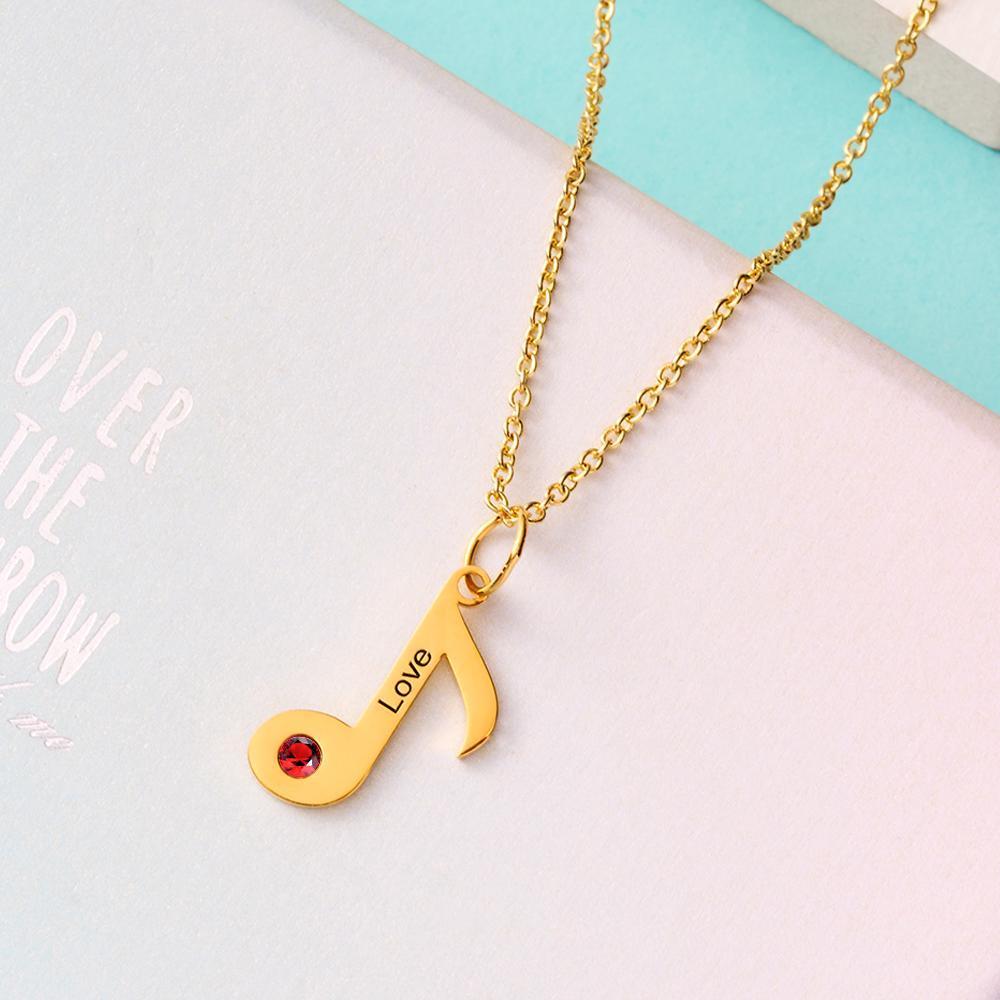 Custom Engraved Music Note Necklace Gift for Music Lover