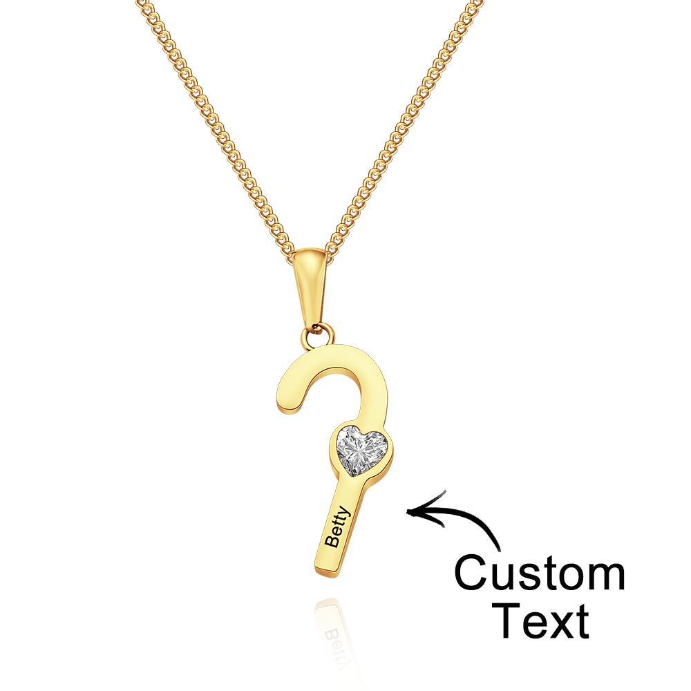 Custom Birthstone Engraved Necklace Santa's Cane Creative Gifts -