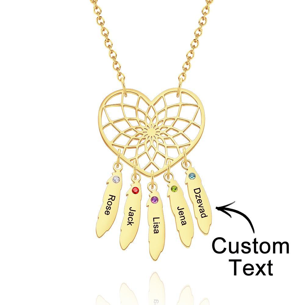 Custom Engraved Birthstone Necklace Dreamcatcher Gift for Her -