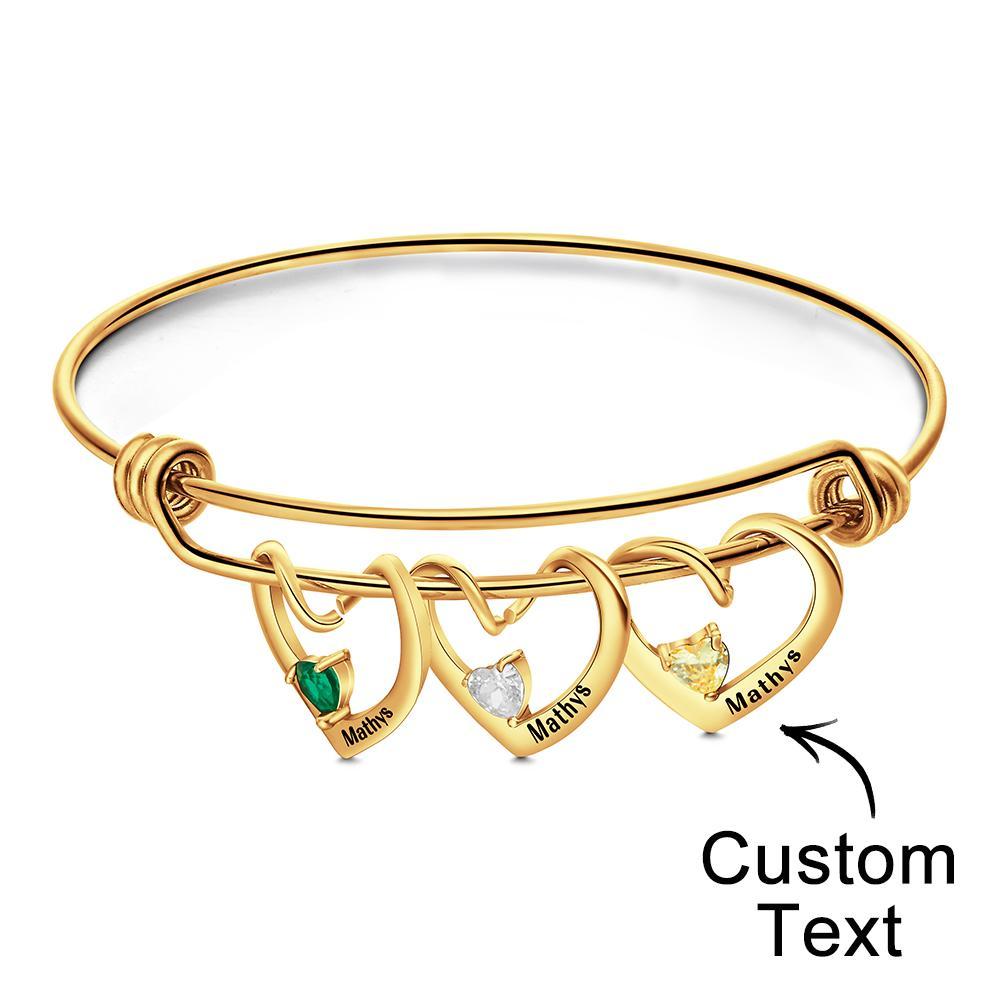 Custom Engraved Heart-Shaped Birthstone Bracelet  Personalized Elegant Bracelet - 