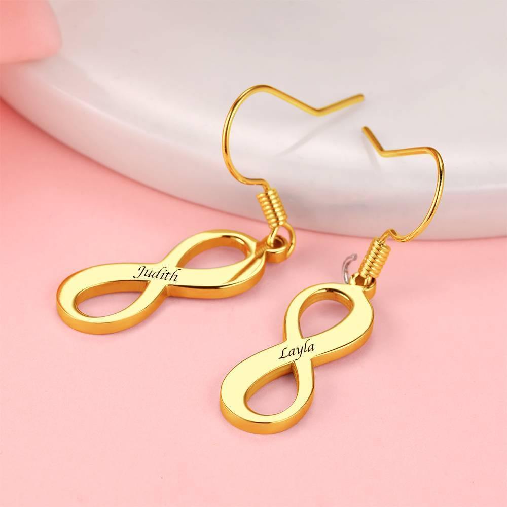 Custom Engraved Earrings with Infinity Earrings 14K Gold Plated - Golden - soufeelus