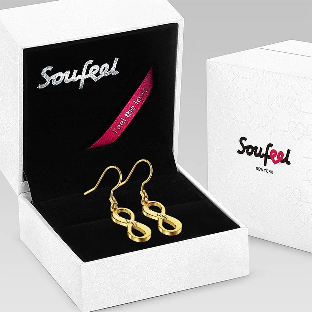 Custom Engraved Earrings with Infinity Earrings 14K Gold Plated - Golden - soufeelus