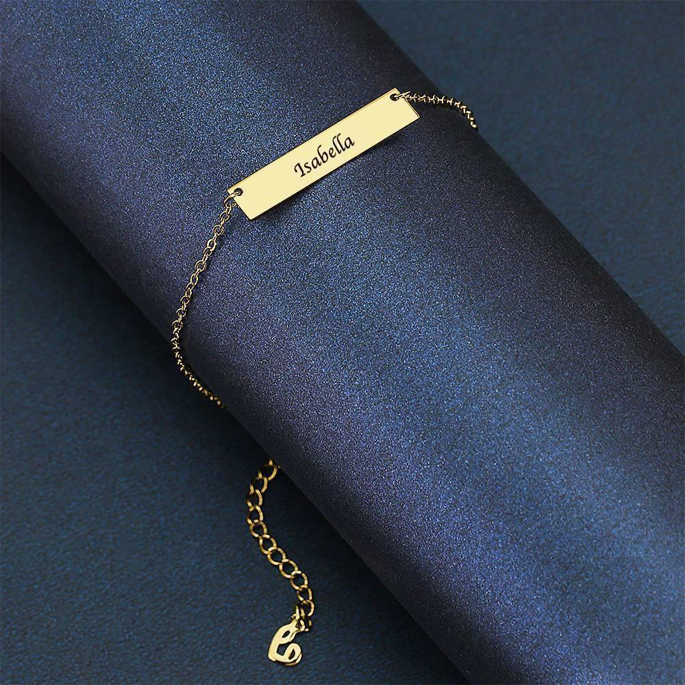 Children's Engraved Bar Anklet 14K Gold Plated - Length Adjustable - soufeelus