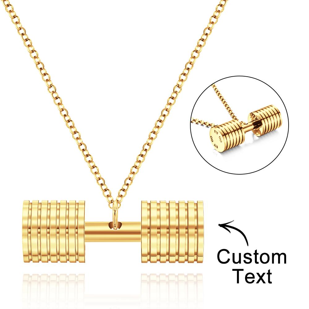 Engraved Weightlifting Small Barbell Necklace Hip Hop Fitness Lifting Necklace for Men Women - soufeelus