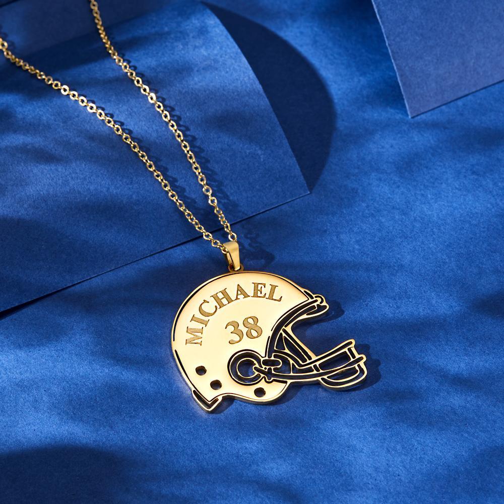 Custom Engraved Necklace Football Sports Helmet Gifts - soufeelus