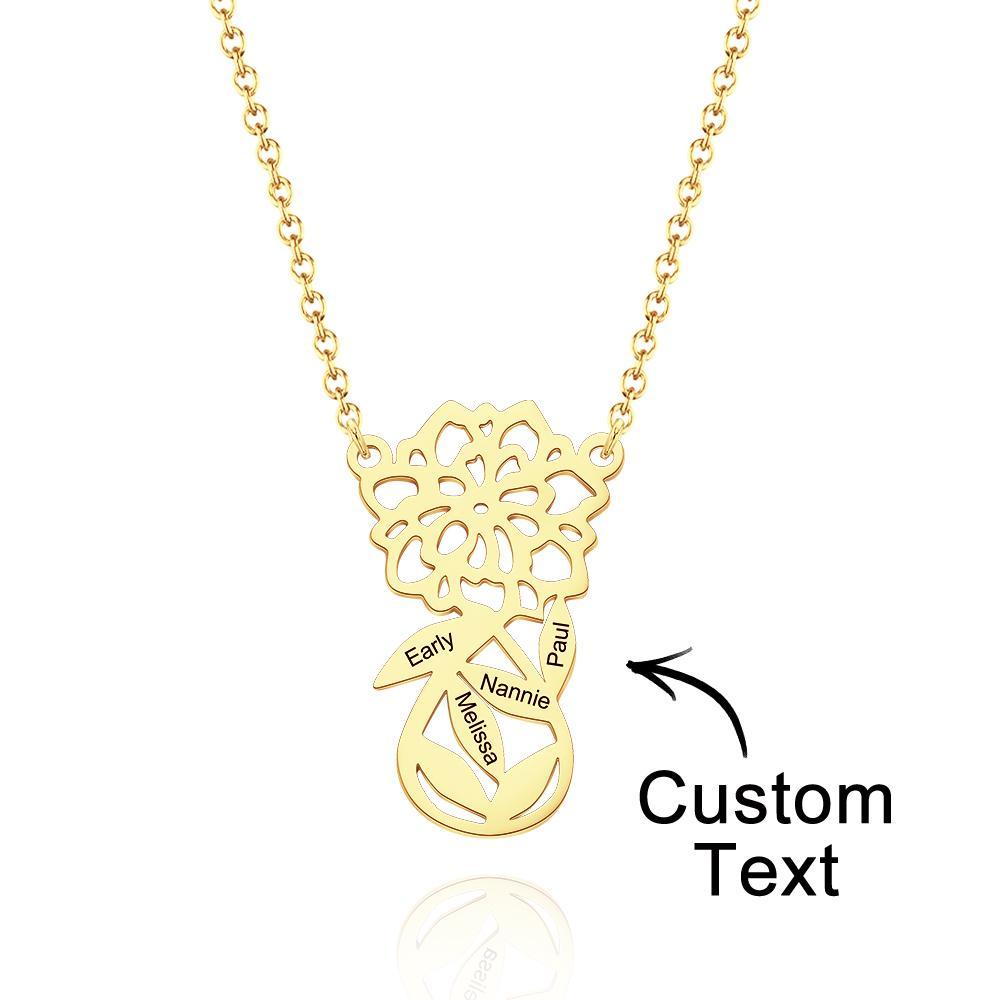 Custom Engraved Necklace Hollow Out Flower Exquisite Gifts - soufeelus