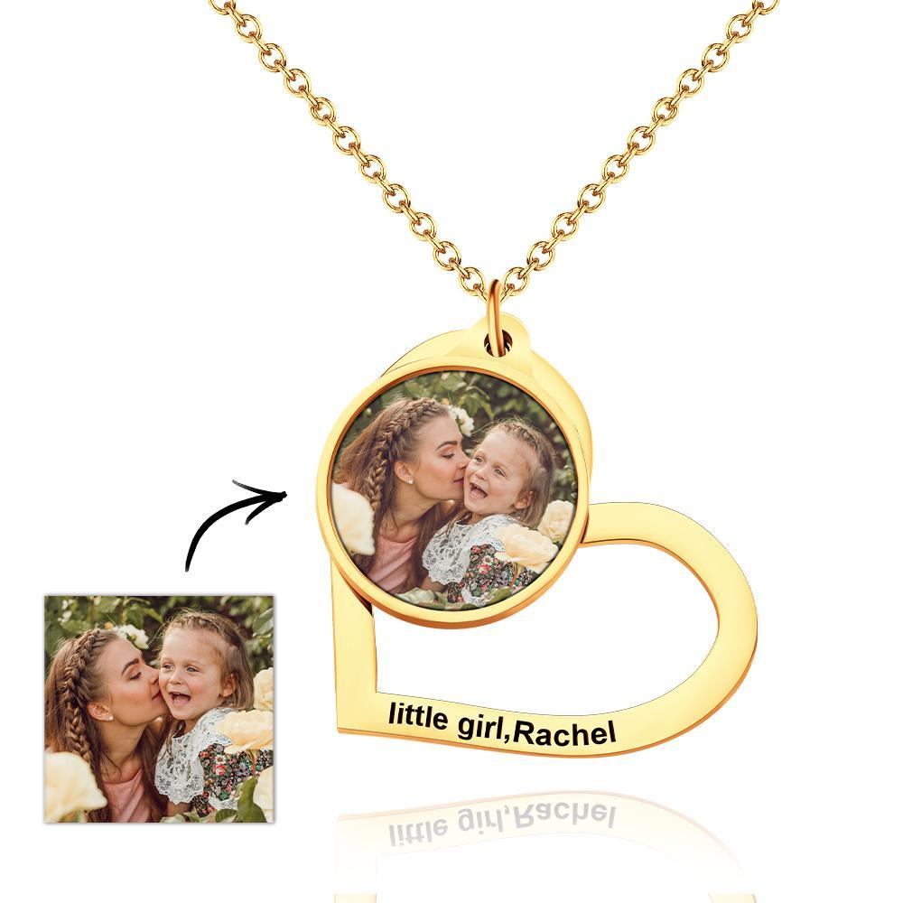 Custom Photo Engraved Necklace Heart-shaped Creative Gifts - soufeelus