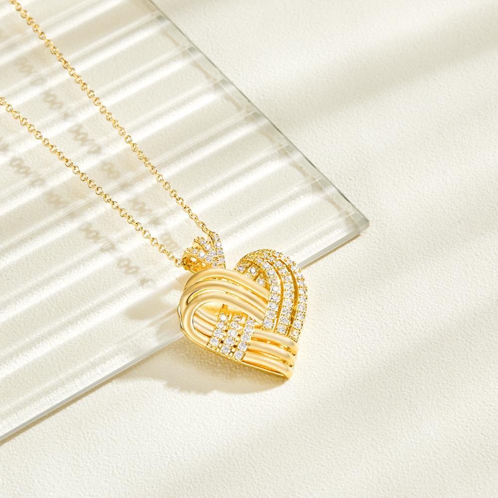 Woven Together Personalized Heart Necklace Custom Engraved Pendant Gifts for Her - soufeelus