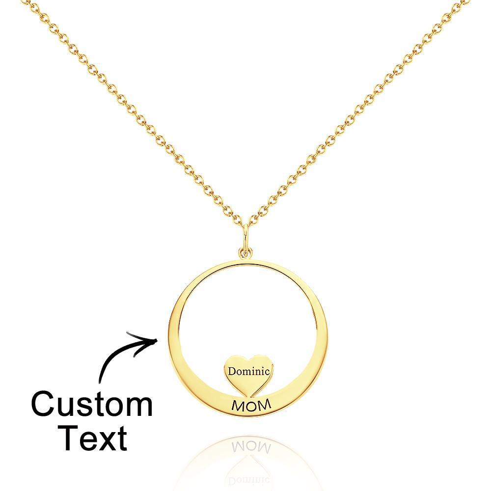 Custom Engraved Necklace Circle Hearts Mom Pendant Necklace Creative Gift - soufeelus