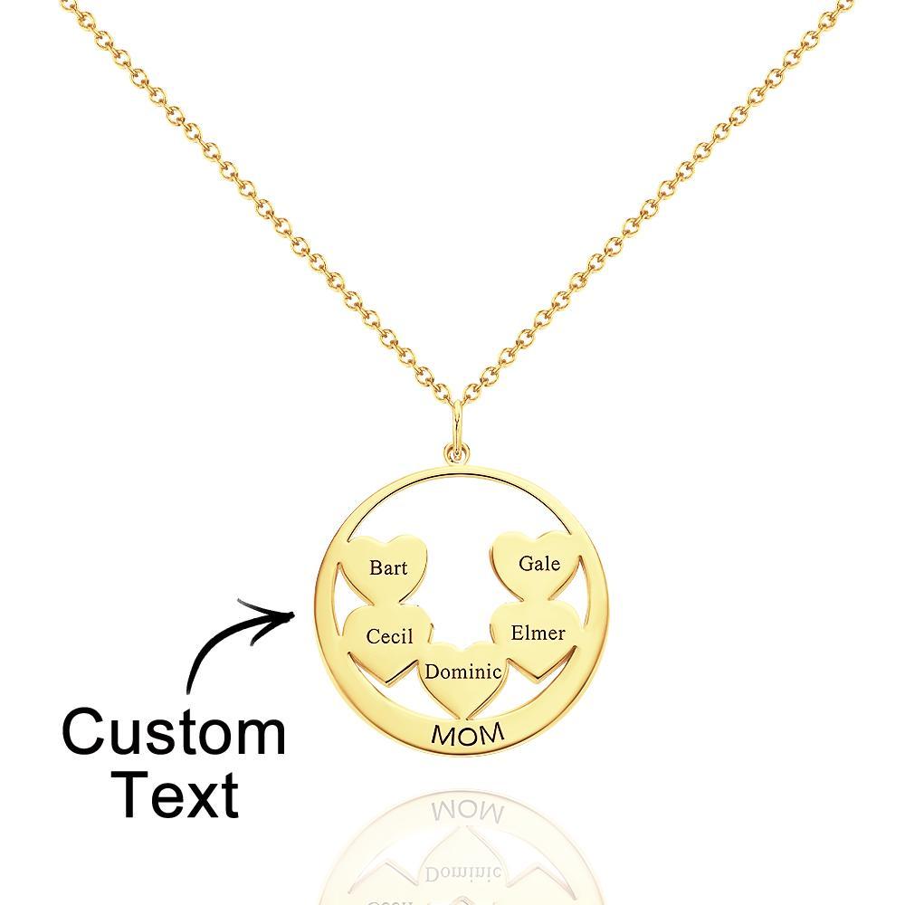 Custom Engraved Necklace Circle Hearts Mom Pendant Necklace Creative Gift - soufeelus