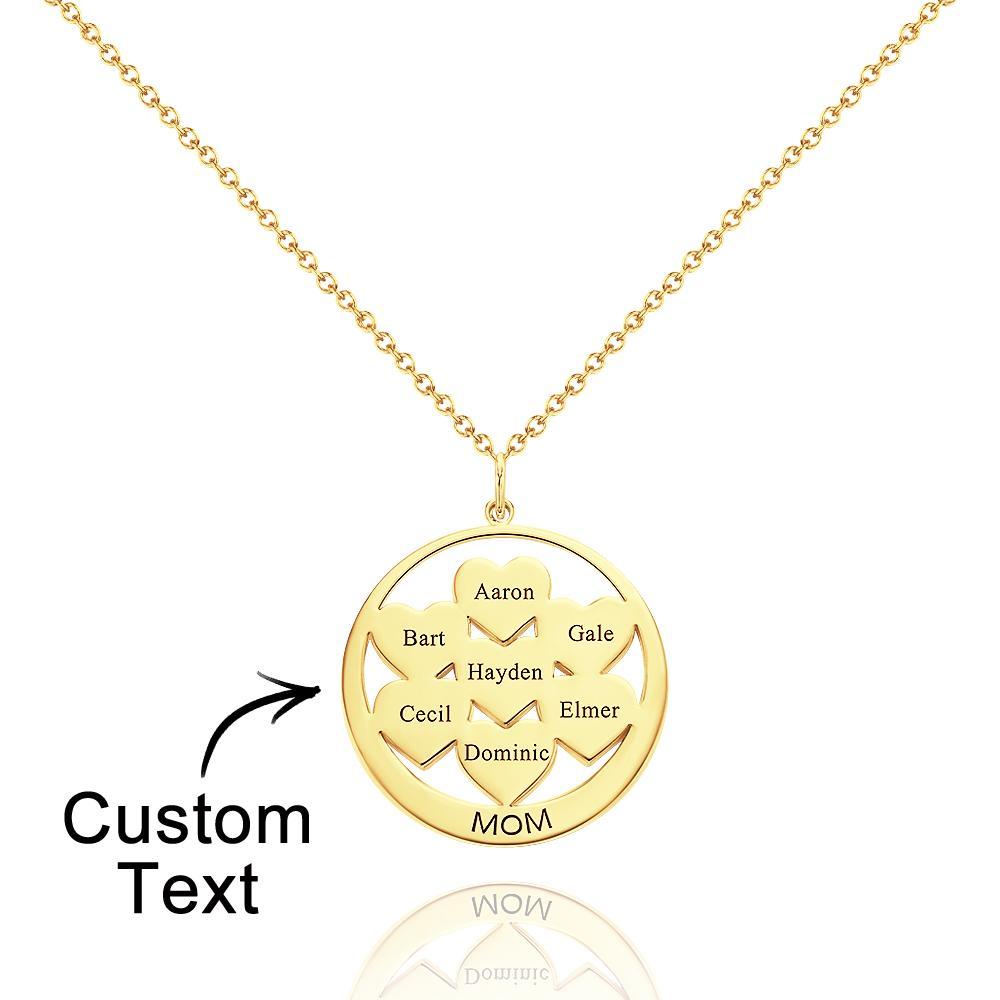 Custom Engraved Necklace Circle Hearts Mom Pendant Necklace Creative Gift - soufeelus