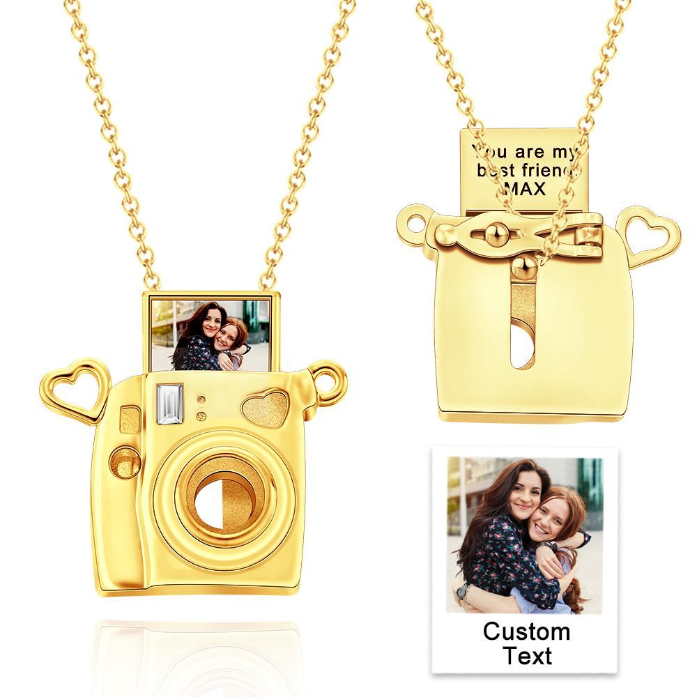 Custom Photo Engraved Necklace Camera Pendant Necklace Creative Gift for Friend - soufeelus