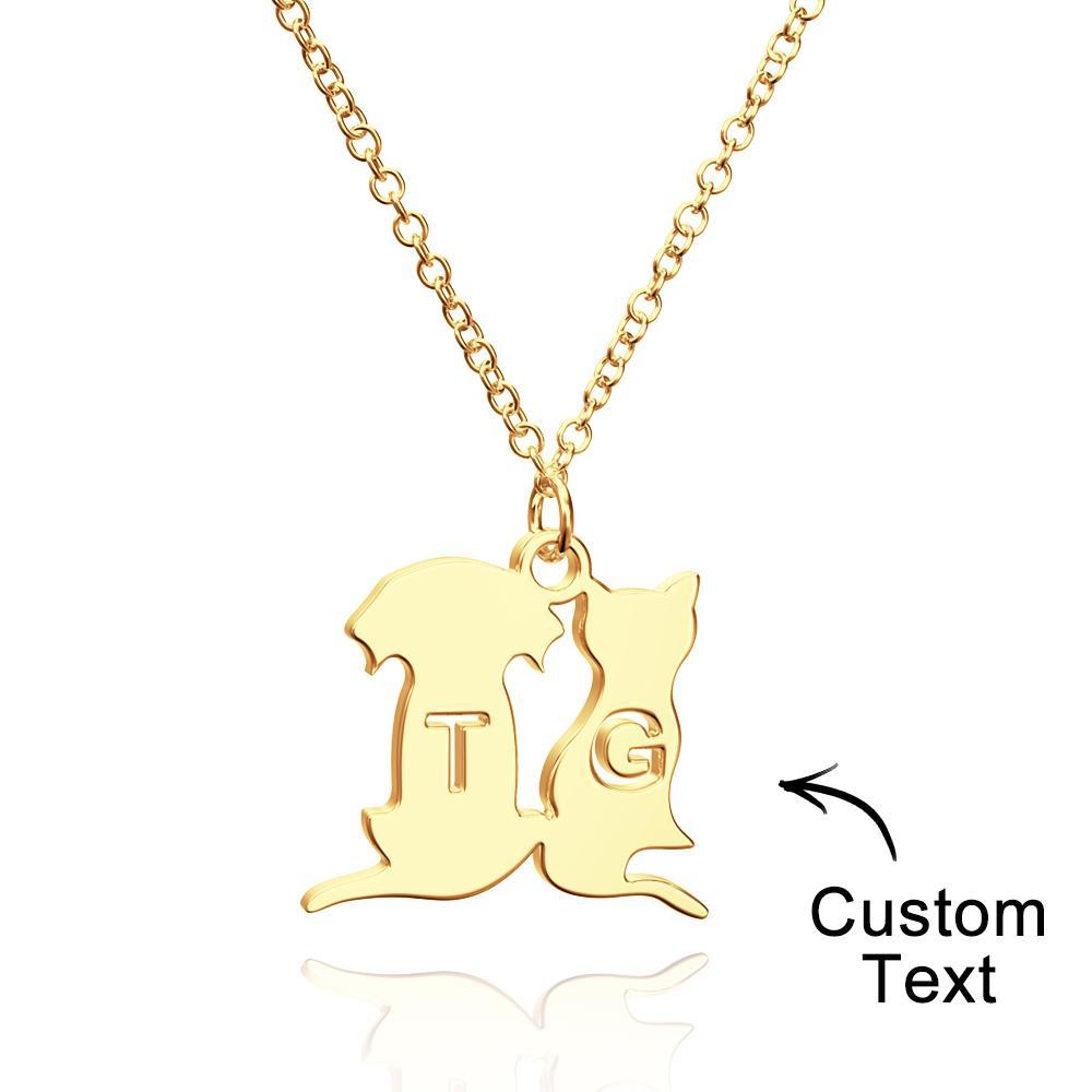 Personalized Family Animal Necklace Custom Engraved Initial Dog and Cat Necklace for Women - soufeelus