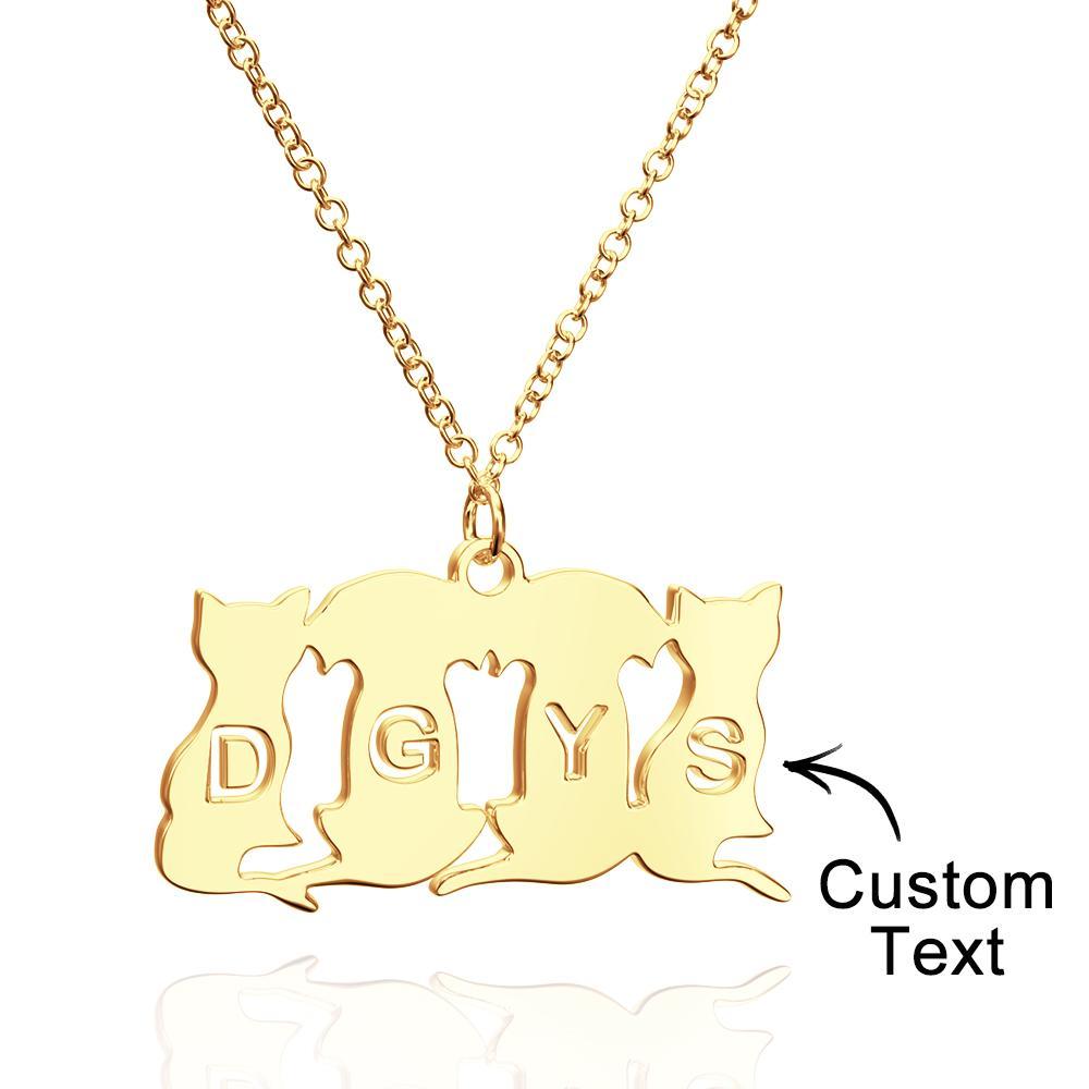 Personalized Family Animal Necklace Custom Engraved Initial Dog and Cat Necklace for Women - soufeelus