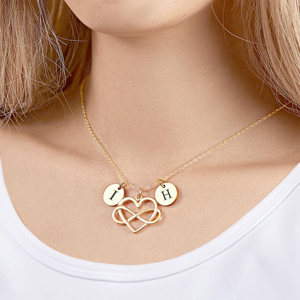 Infinity Initial Heart Necklace Dainty Engraved Pendant Necklace for Women - soufeelus