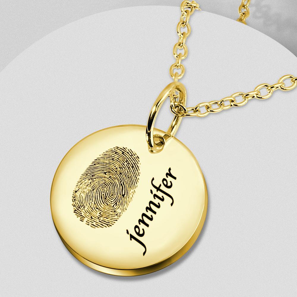 Custom Photo Necklace fingerprint Necklace Engraved Necklace Coin Necklace Gift For Boyfriend - soufeelus