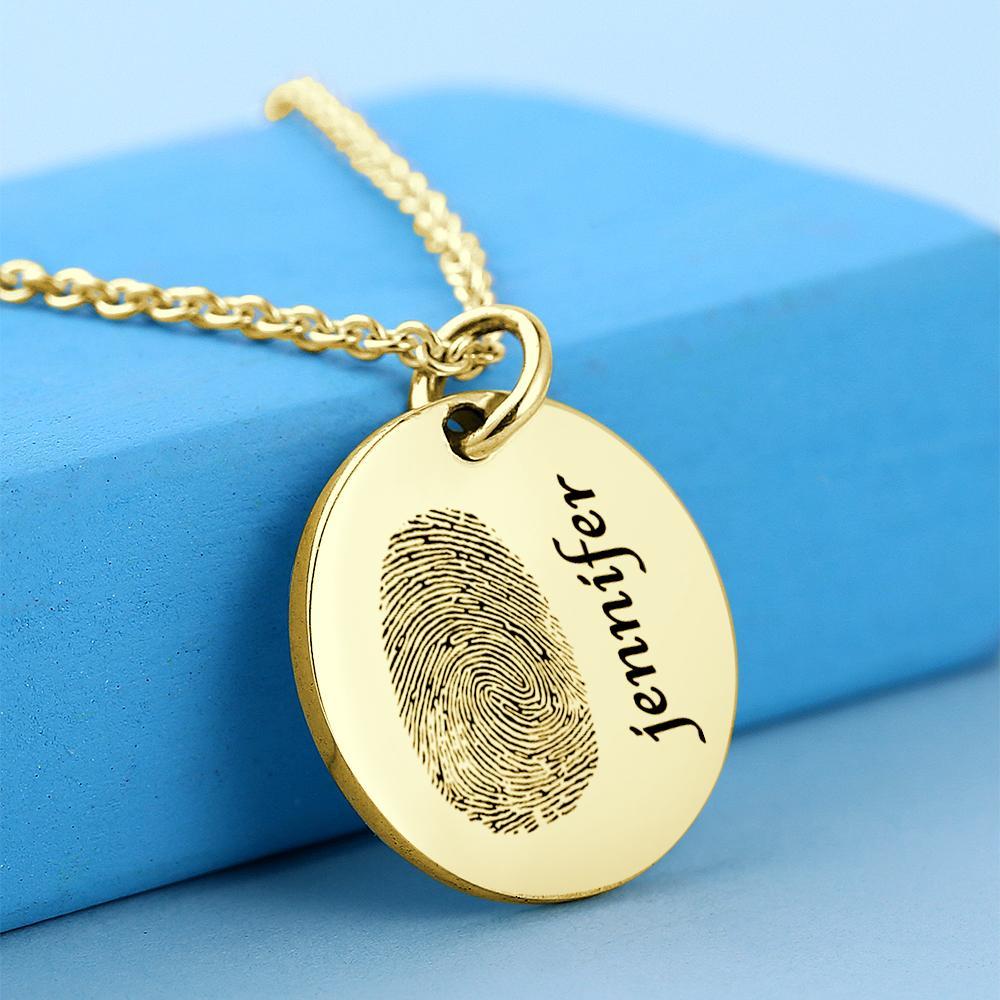 Custom Photo Necklace fingerprint Necklace Engraved Necklace Coin Necklace Gift For Boyfriend - soufeelus