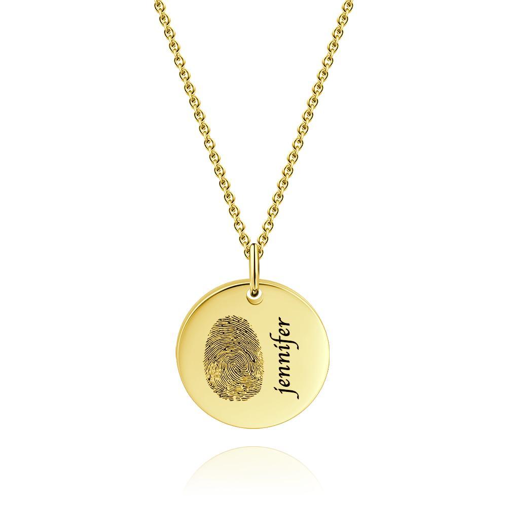 Custom Photo Necklace fingerprint Necklace Engraved Necklace Coin Necklace Gift For Boyfriend - soufeelus