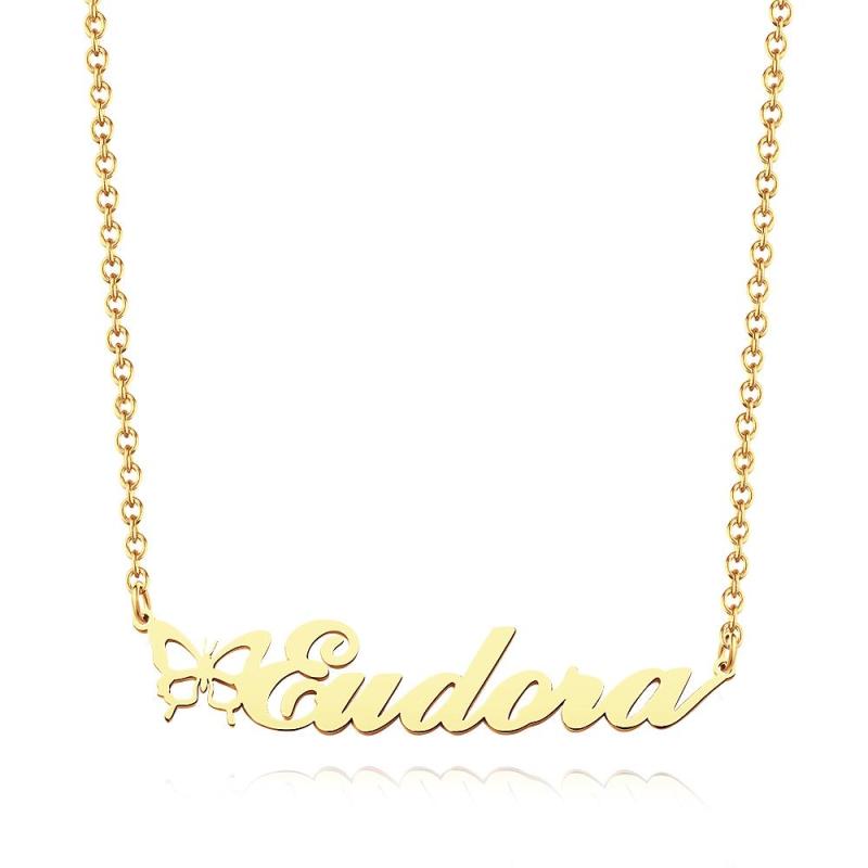 Name Necklace With Butterfly Personalized Pretty Name Necklace Unique Gift for Her