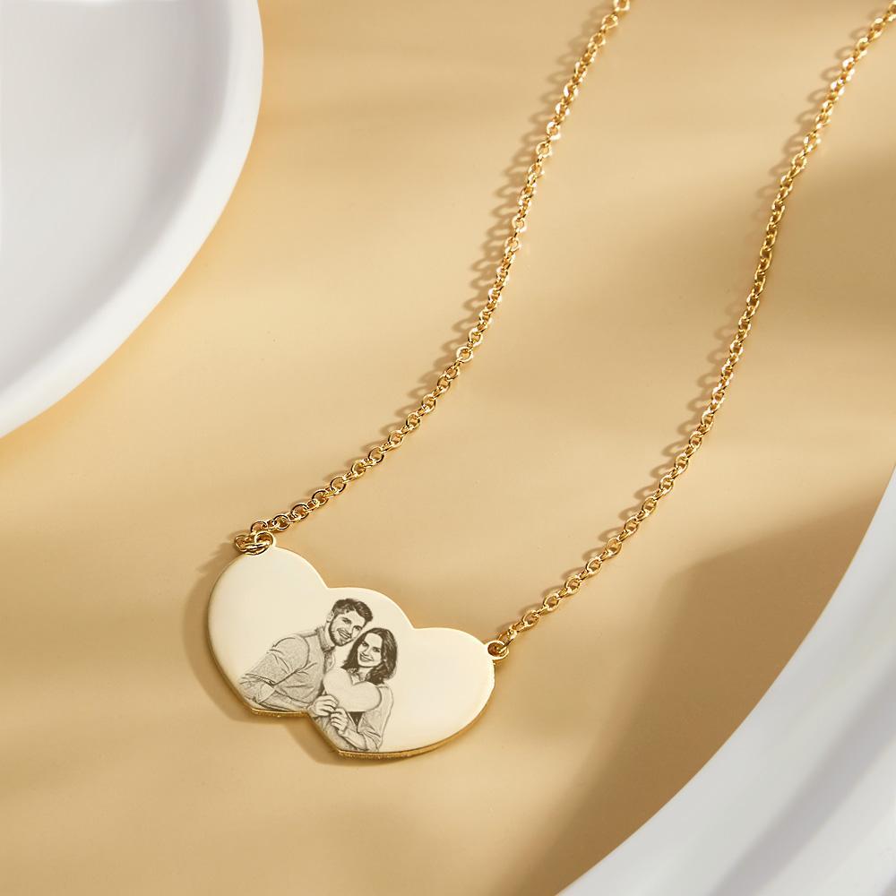 Custom Photo Necklace Close Heart Romantic Couple Gifts - soufeelus