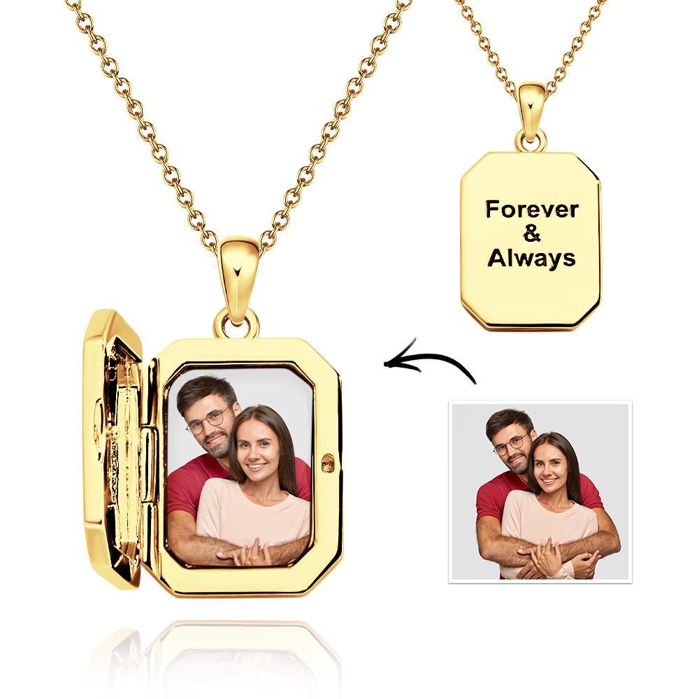 Custom Photo Engraved Necklace Shaped Open Cover Creative Pendant Gifts - soufeelus