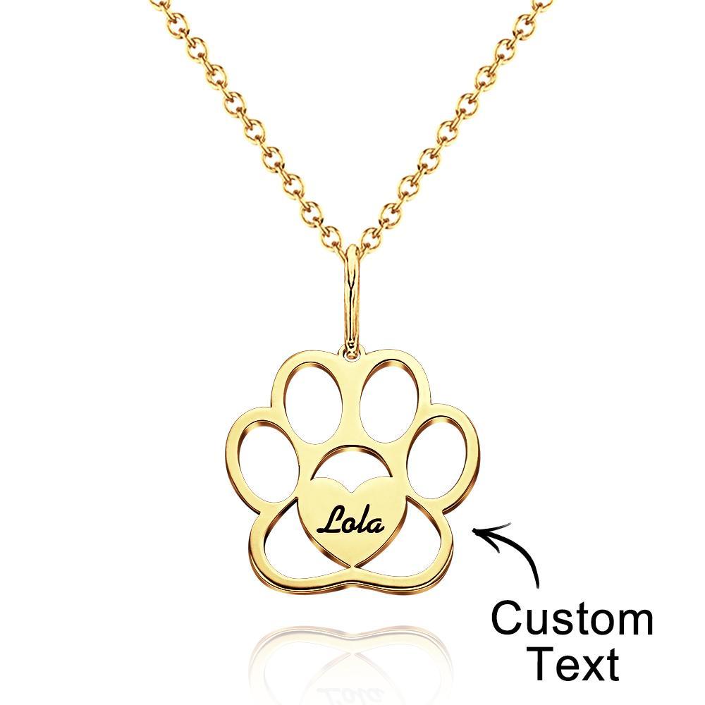 Personalized Paw Necklace with Name Dog Paw Necklace - soufeelus