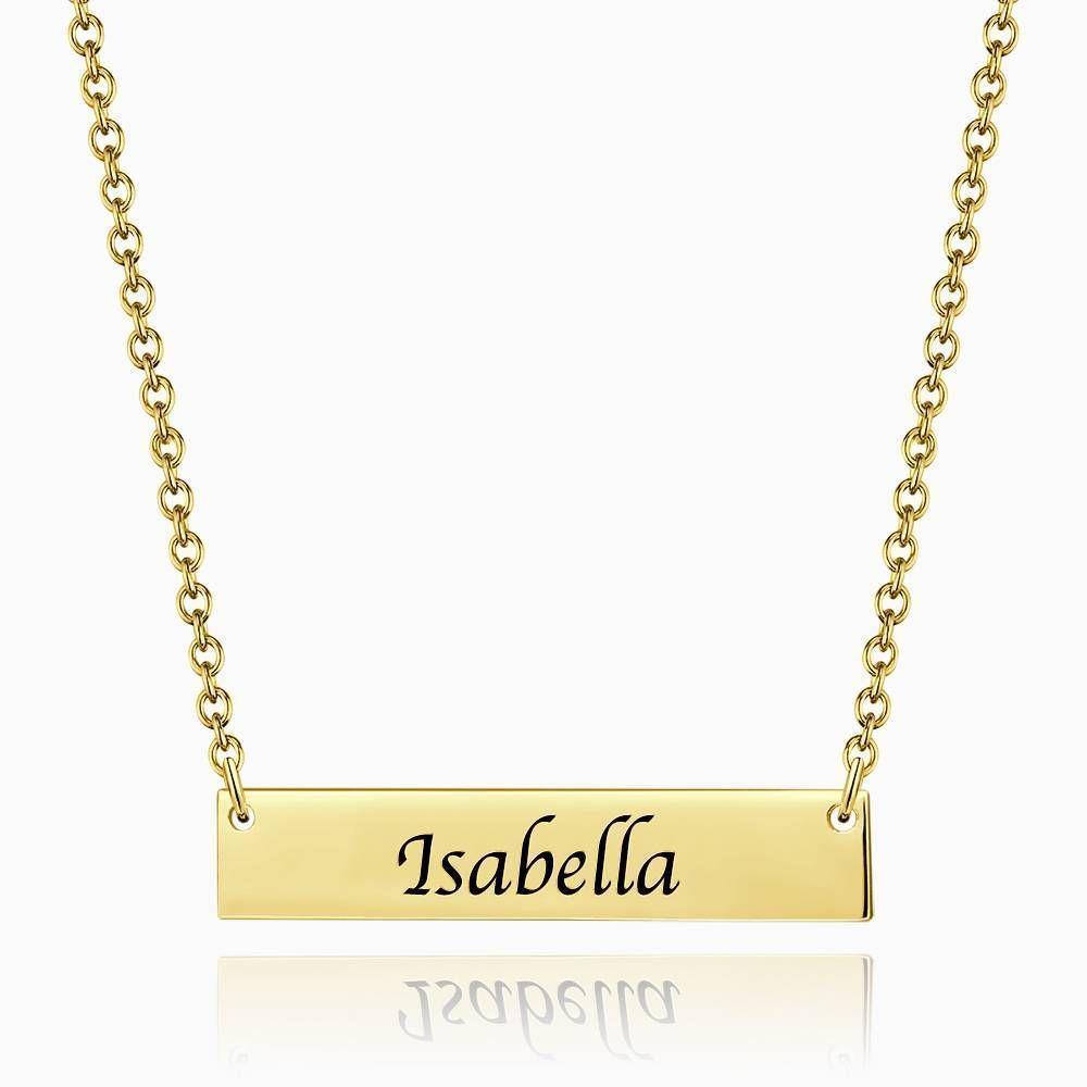 Children's Engraved Bar Necklace 14K Gold Plated - soufeelus