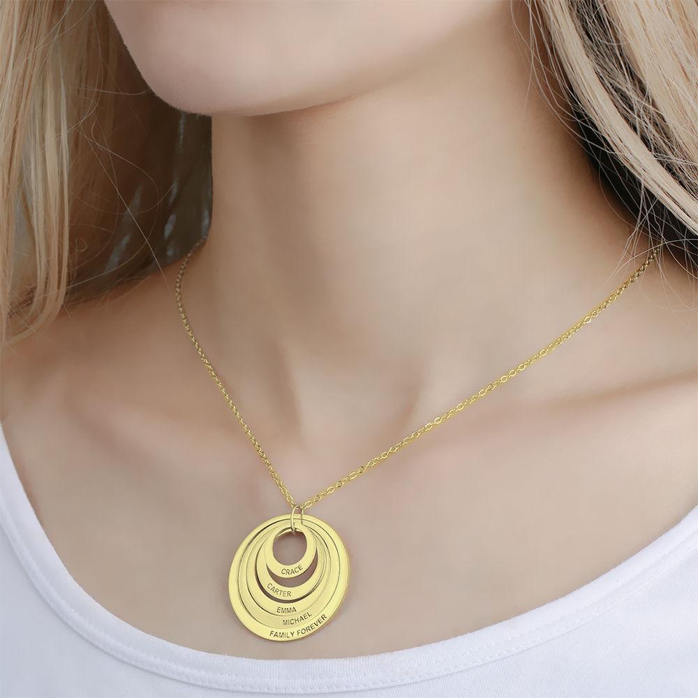 Personalized Engraved Necklace, Five Disc Name Necklace 14K Gold Plated - Golden