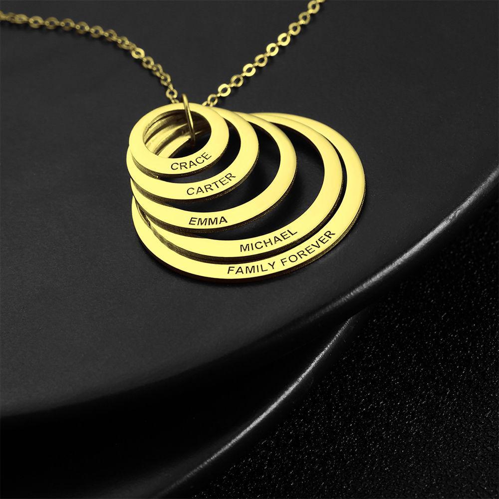 Personalized Engraved Necklace, Five Disc Name Necklace 14K Gold Plated - Golden