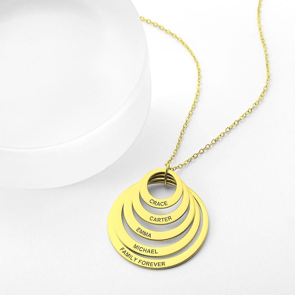 Personalized Engraved Necklace, Five Disc Name Necklace 14K Gold Plated - Golden