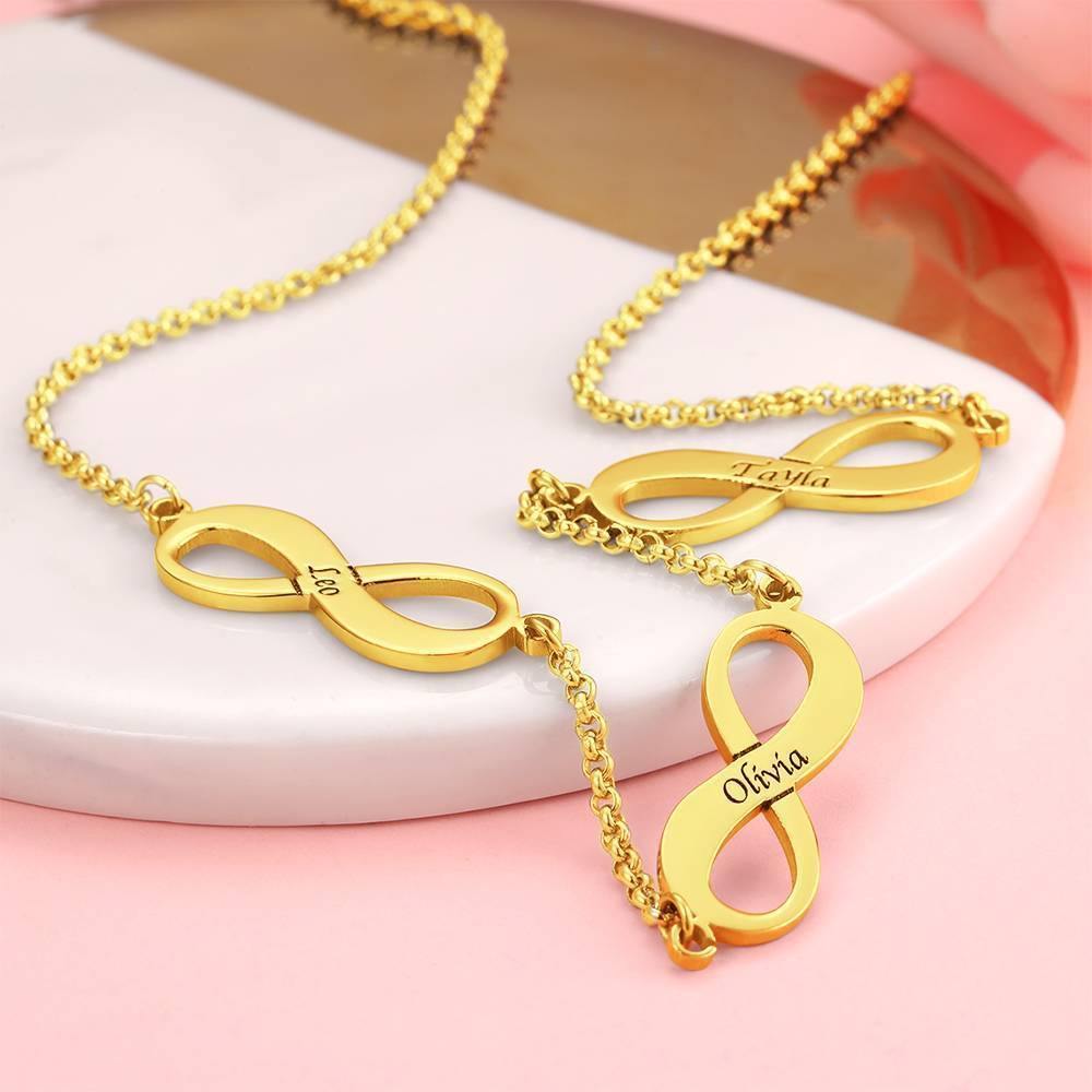 Infinity Engraved Necklace Three Names 14K Gold Plated - Golden - soufeelus