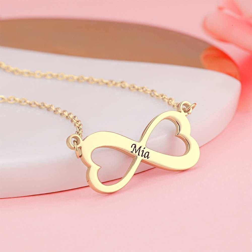 Engraved Necklace with Infinity Design 14K Gold Plated - soufeelus