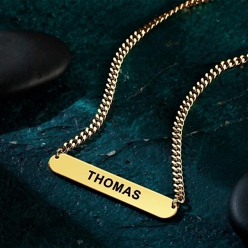 Custom Necklace Engraved Necklace Photo Dog Tag Thick Chain Punk for Men 14k Gold Plated - soufeelus