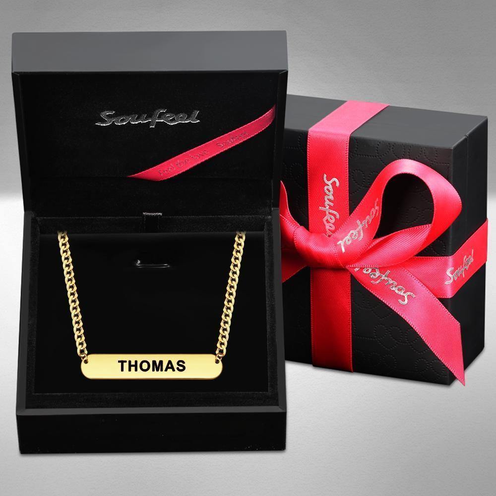 Custom Necklace Engraved Necklace Photo Dog Tag Thick Chain Punk for Men 14k Gold Plated - soufeelus