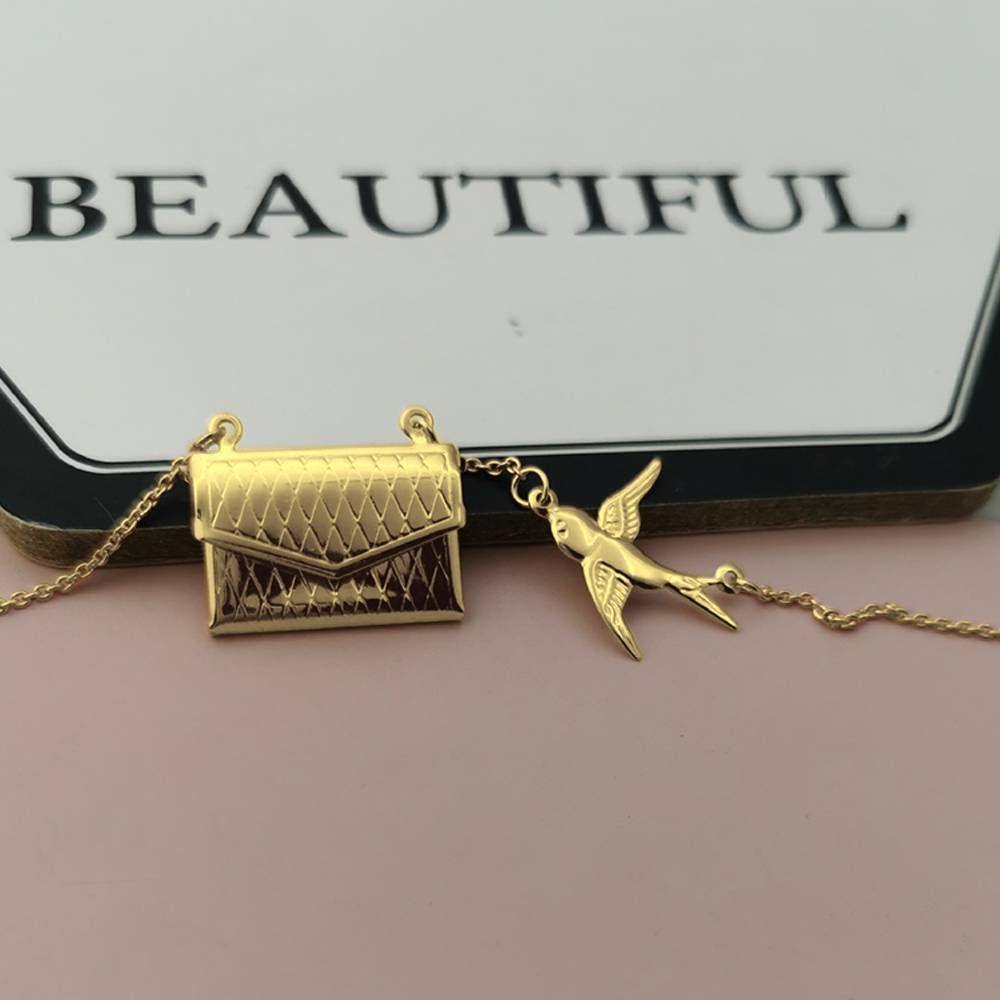 Custom Photo Engraved Handbag Necklace Golden - soufeelus