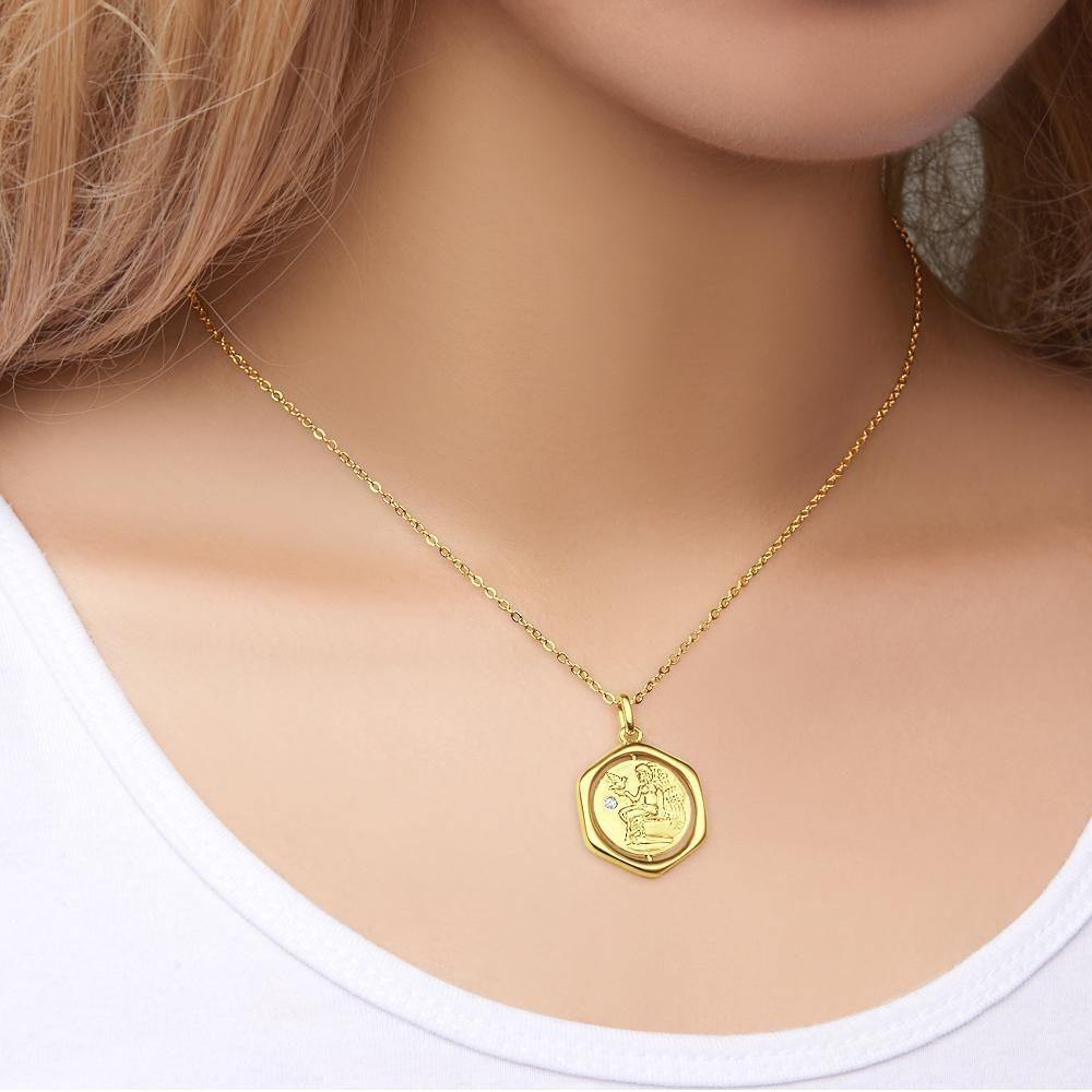 Name Necklace Victory Wishing Coin Good Luck Necklace 14k Gold Plated - soufeelus