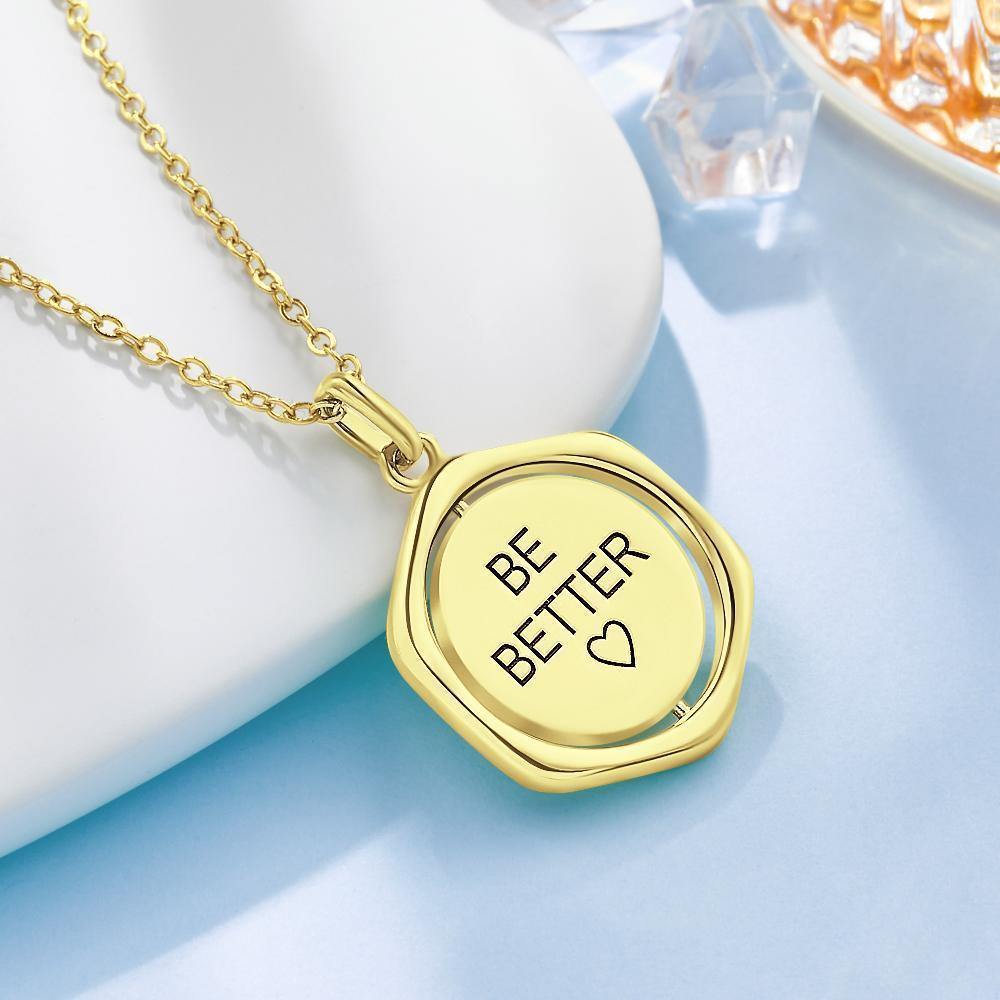 Name Necklace Victory Wishing Coin Good Luck Necklace 14k Gold Plated - soufeelus