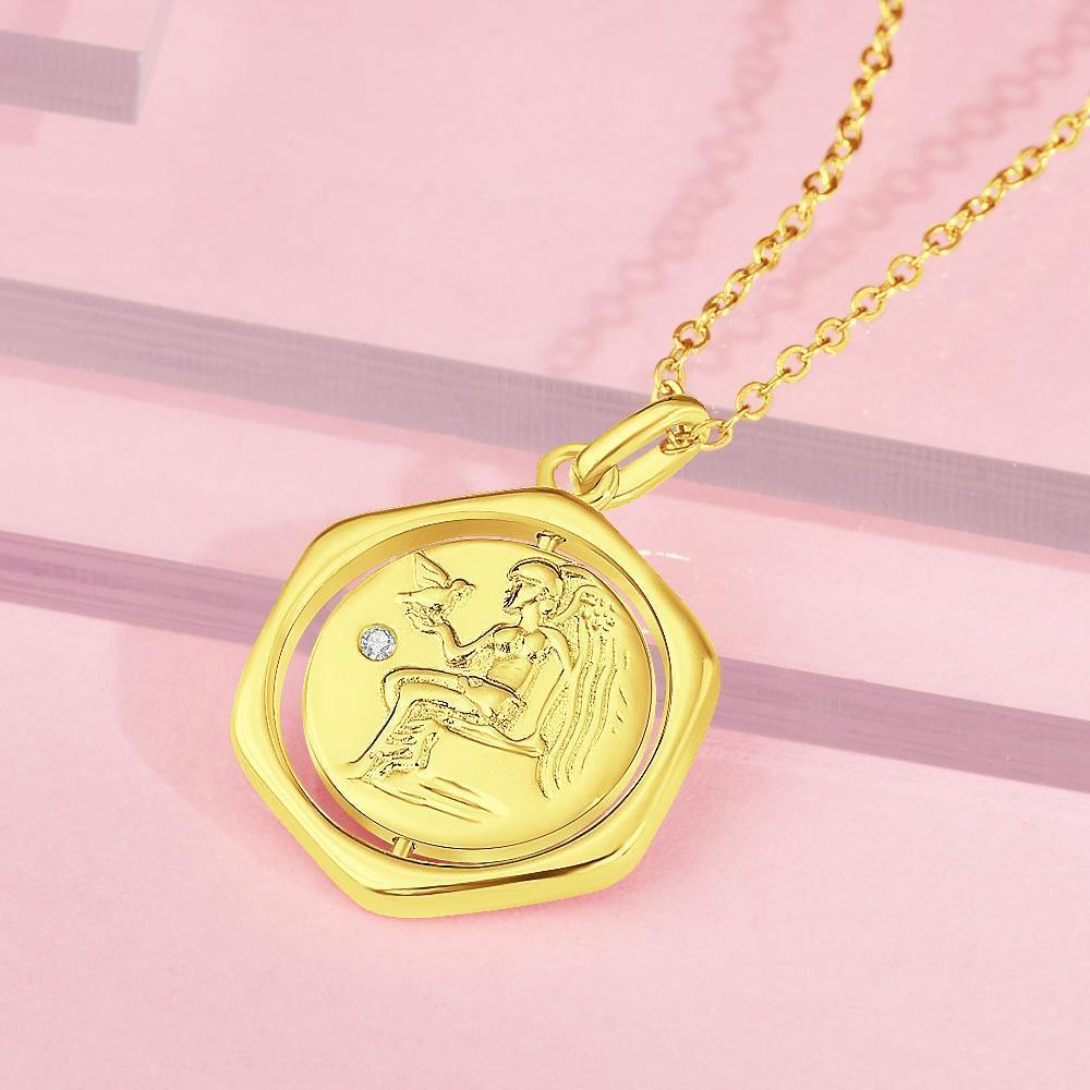 Name Necklace Victory Wishing Coin Good Luck Necklace 14k Gold Plated - soufeelus