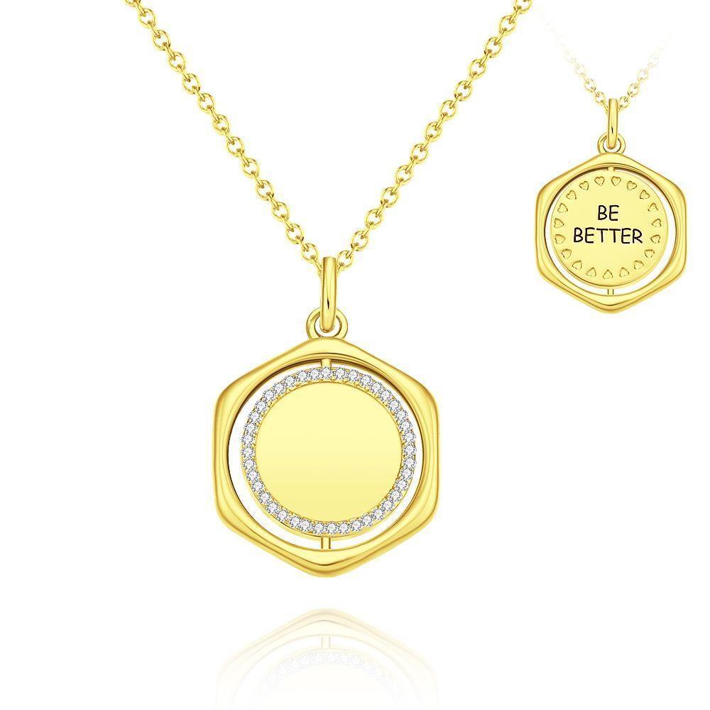 Name Necklace Wishing Coin Seal Good Luck Necklace 14k Gold Plated - soufeelus