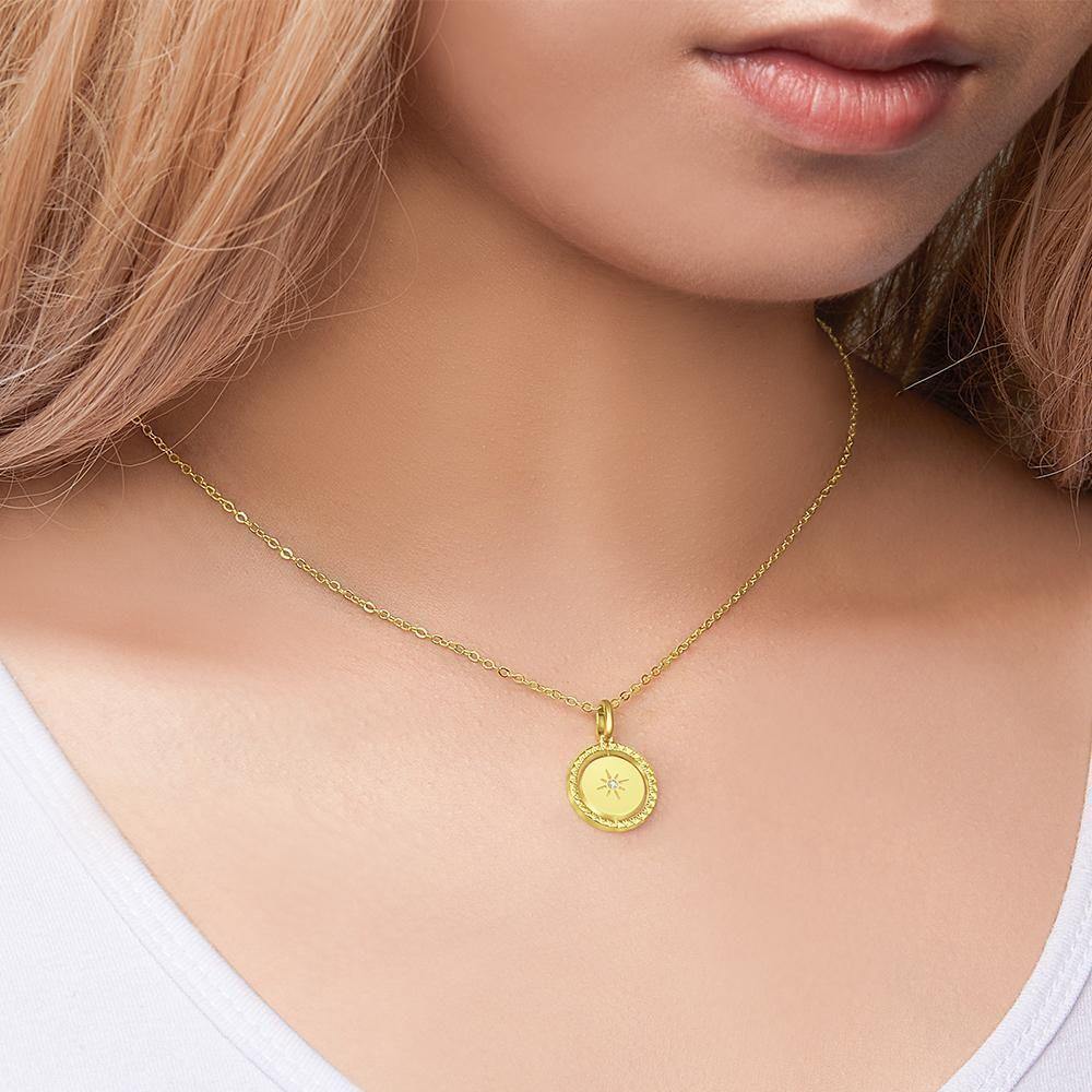 Name Necklace with Sunshine Good Luck Necklace 14k Gold Plated - soufeelus