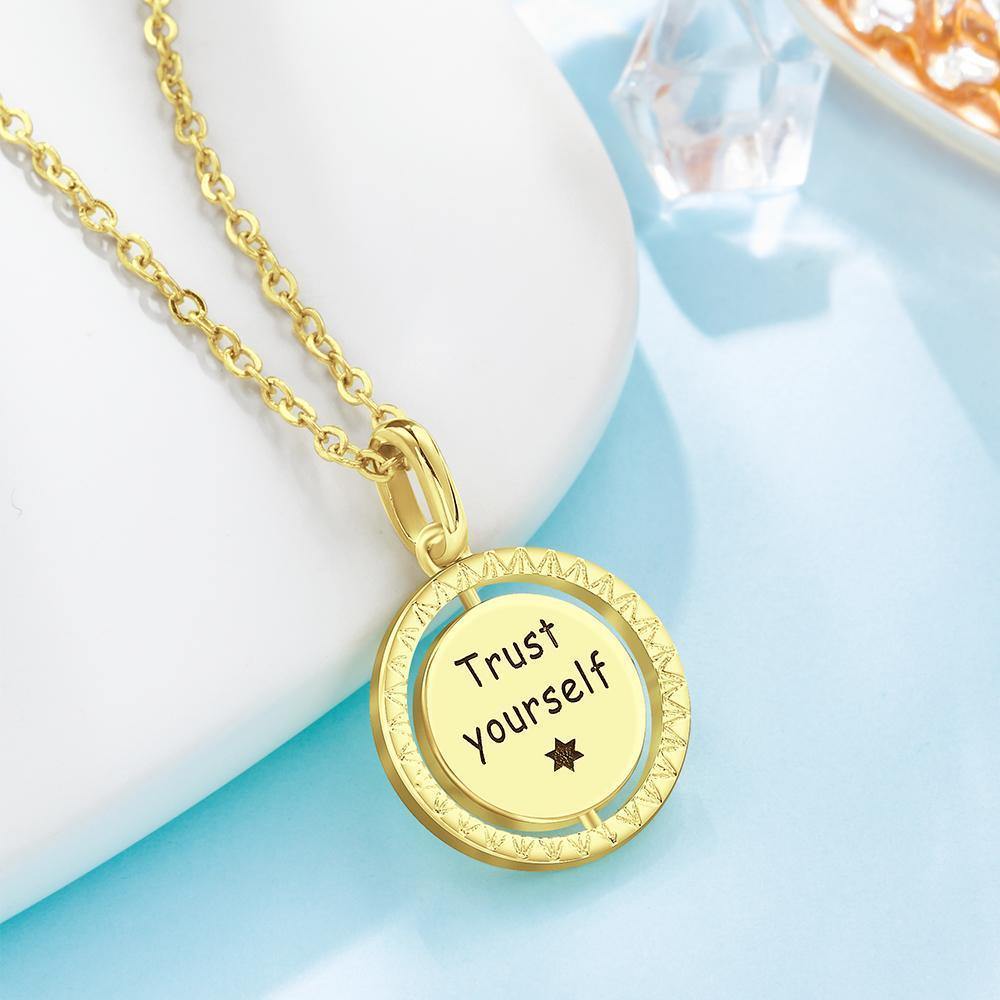 Name Necklace with Sunshine Good Luck Necklace 14k Gold Plated - soufeelus