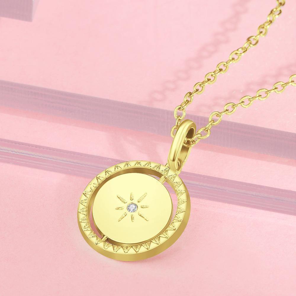 Name Necklace with Sunshine Good Luck Necklace 14k Gold Plated - soufeelus