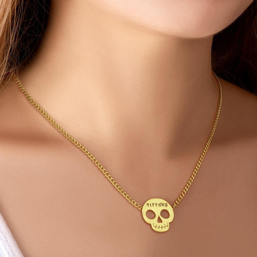 Custom Necklace Skull Necklace Gifts for Family14k Gold Plated - soufeelus