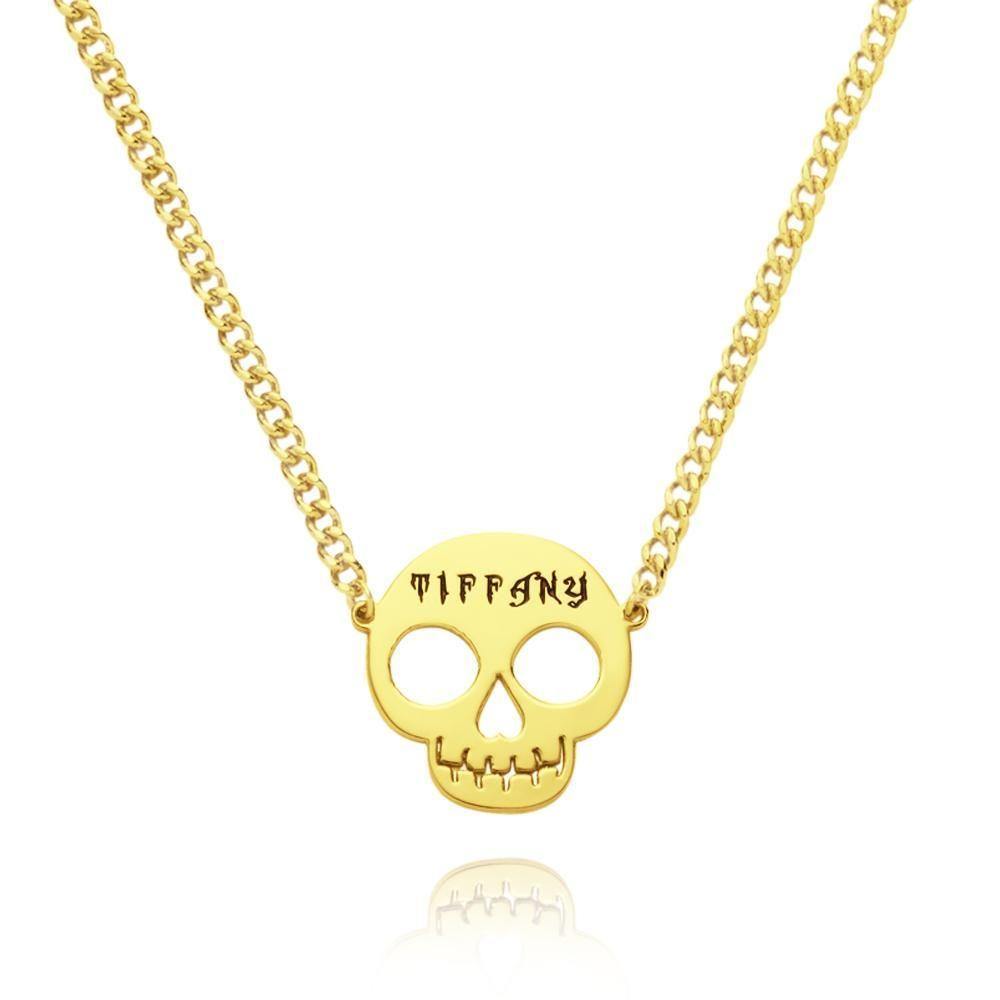 Engraved Necklace Skull Necklace for Girlfriend Gifts Funny Necklace - soufeelus