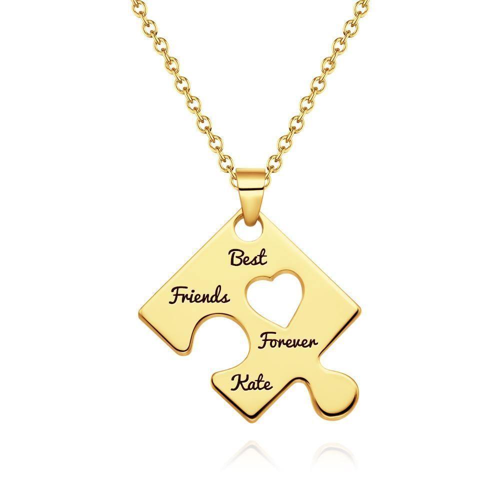 Family and Friends Name Puzzle Necklace Engraved Necklace for Family Gifts 14k Gold Plated - soufeelus