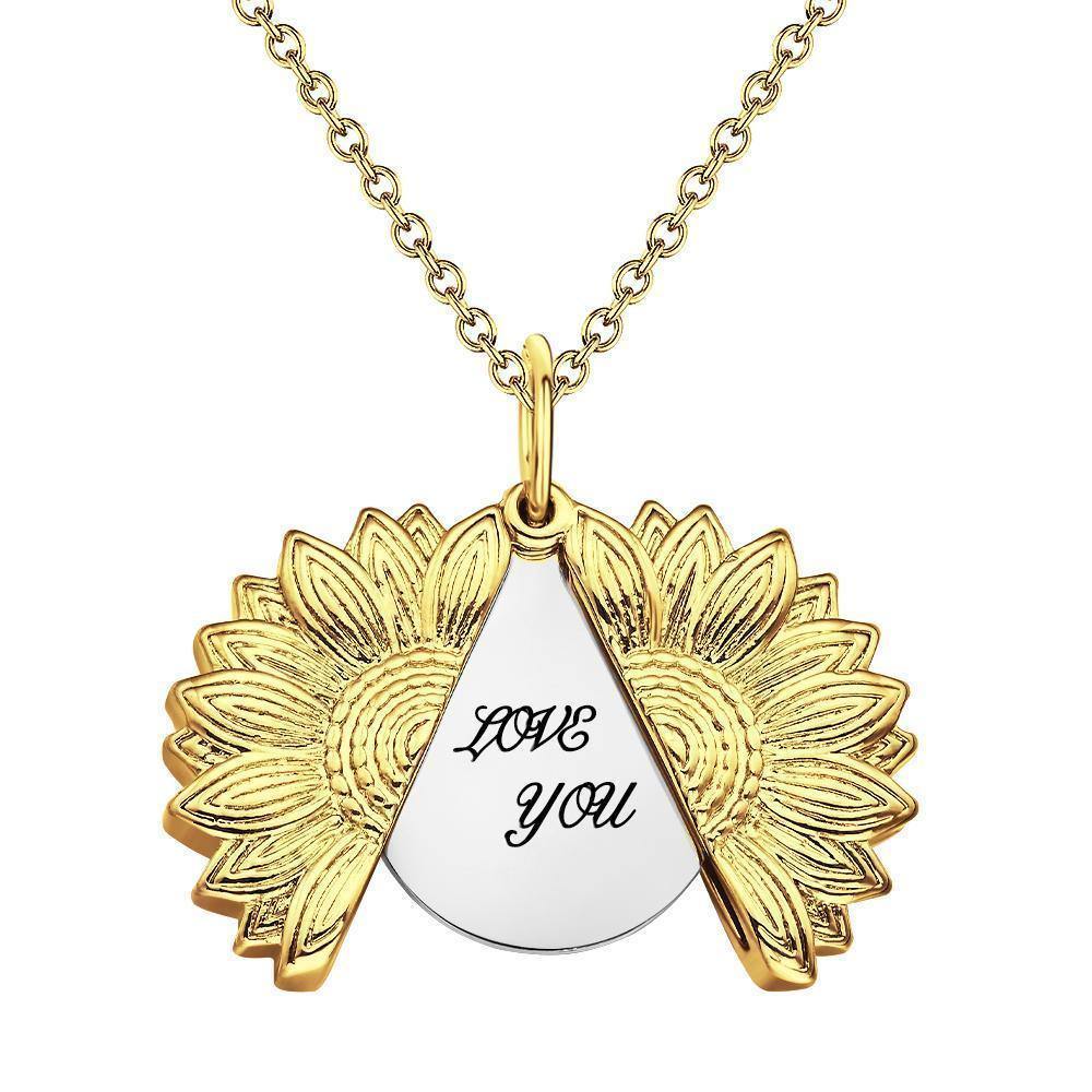 Custom Engraved Sunflower Necklace Gifts for Someone - soufeelus