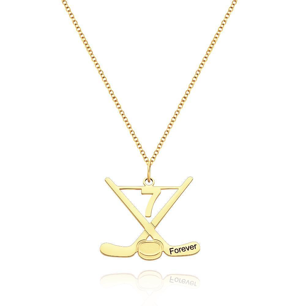 Custom Engraved Hockey Necklace Ice Hockey Sticks Jewelry Creative Gift