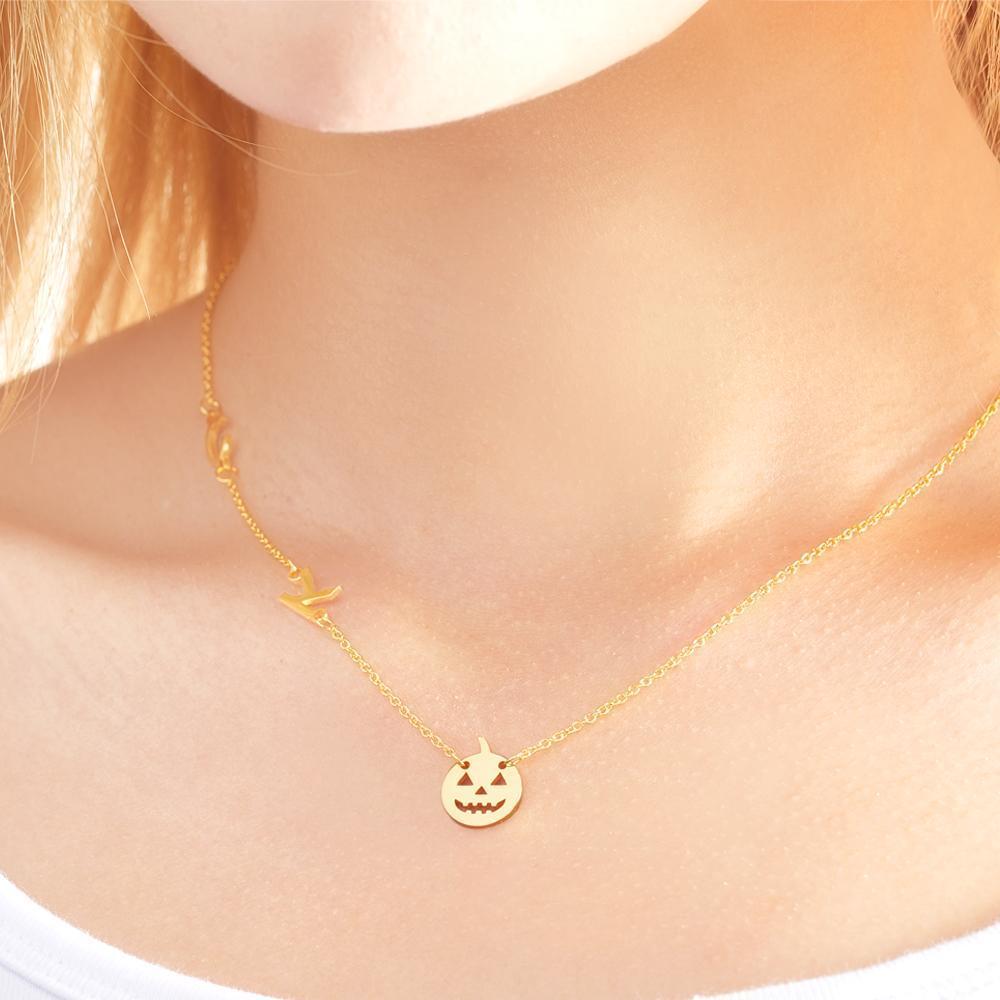 Custom Engraved Necklace Pumpkin Shaped Halloween Themed Gifts