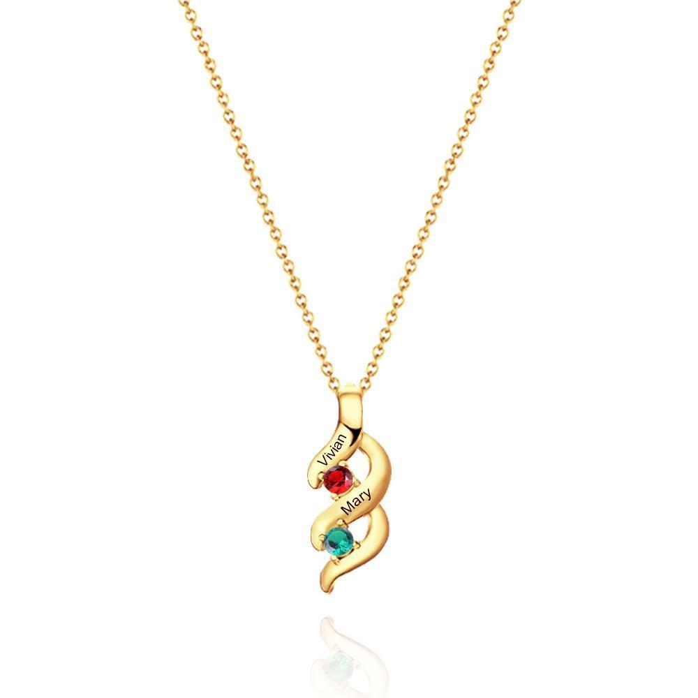 Custom Engraved For Diamond Heart Shape Multiple Birthstone Necklaces A Gift For Her